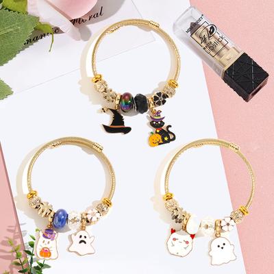Halloween Bracelet Witch Hat Ghost Charm Stainless Steel Bangle Best Friend Gift Jewelry For Women Girls