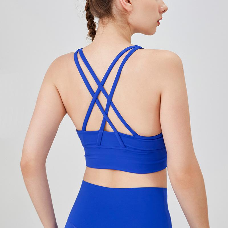 European & American Crisscross Back Sports Bra – Shockproof Running & Yoga Attire for Women