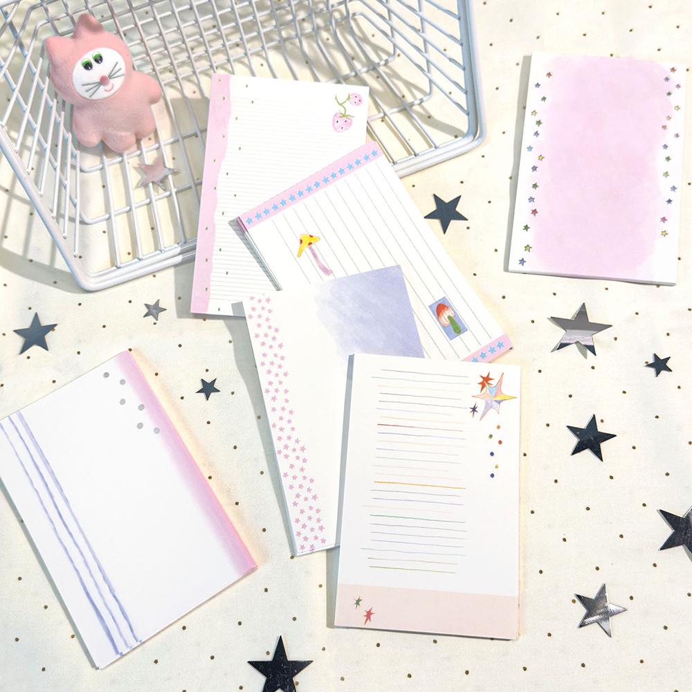 Wishing Star Memo Japanese Hand drawn Basic Ins Handheld Account Collage Material Non Sticky, M5 Inner Page No Punching