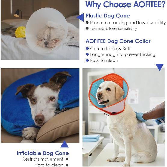 AOFITEE Dog Cone - Dog Cone Collar After Surgery, Comfy Cones for Dogs to Stop Licking, Adjustable Small Soft Dogs Cones for Wound Healing,