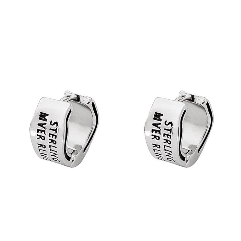 Ins Punk Neutral Double-sided Letters Silver-plated Lukewarm Earrings Earrings Street Ear Buckle Niche Earrings Female Studs Versatile Daily Wear