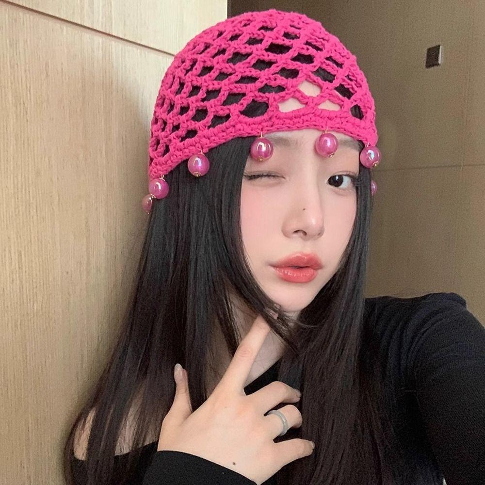Bohemian Style Crochet Hollow Tassels Knitted Hat Hollow Out Ethnic Style Hat Knit Beanies  Girls