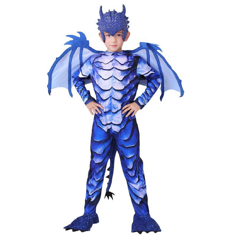 Ice Frost Dragon Cosplay Outfit For Children Made Of Polyester With Long Sleeves For Party Fun
