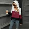 New Loose Color Splicing Zipper Hooded Long Sleeved Blouse Autumn and Winter Top Women Casual Simple Fashion Elegant Office Women's Clothing