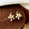 Elegant White Enamel Flower Pendant Gold Dangle Earrings New Design Luxury Jewelry For Women's Trend Sweet Accessory