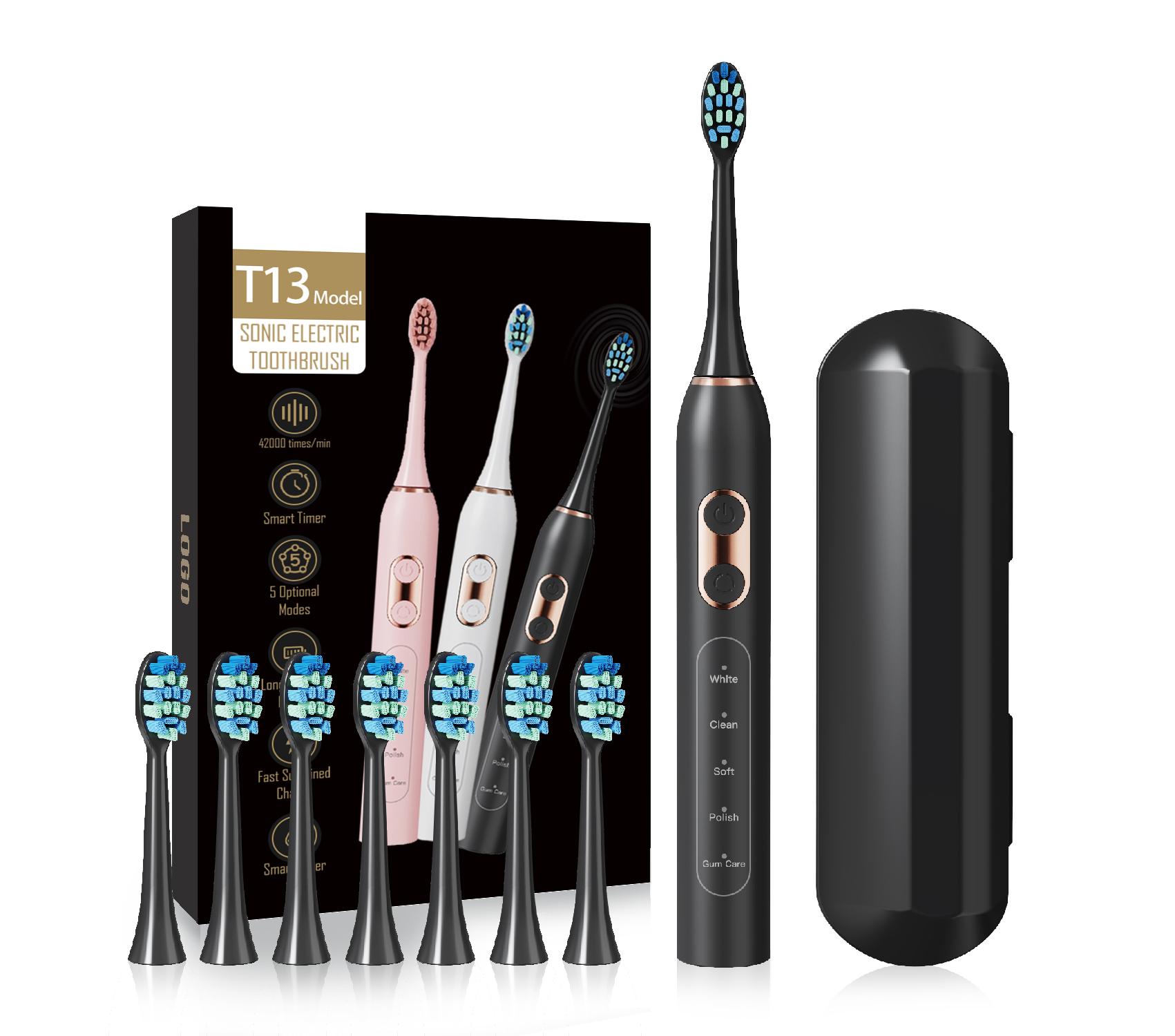 Oral Care Appliances Portable Soft Electric Toothbrush for Adults Rechargeable Teeth Cleaning IPX7 Sonic Toothbrush for Travel чёрный