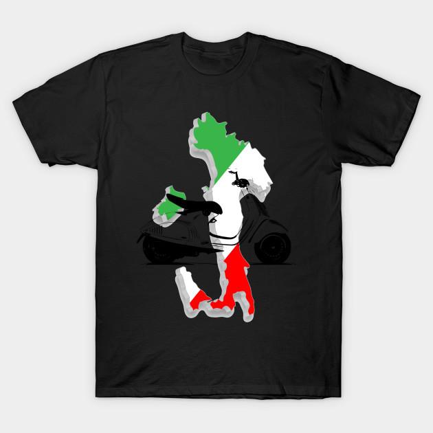 

Men Black Print T-shirt Super Large TShirt italy-flag-vespa No Cut Transfer Paper Print Cotton Tshirt