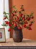 High-End Artificial Pomegranate Flower & Fruit Tree Branch Arrangement for Living Room or Dining Table Decor.