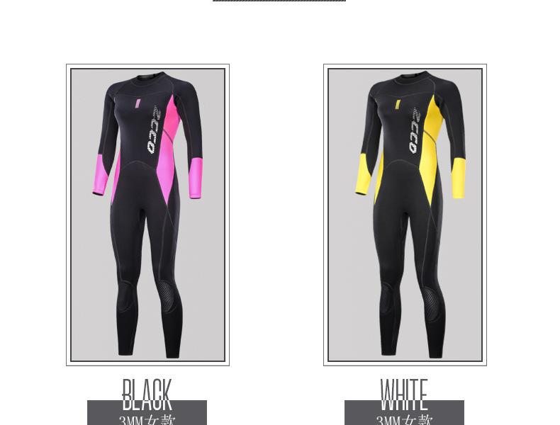 2019SCR Diving Suit Women's 3MM One-piece Snorkeling Surfing Thickened Thermal Swimsuit Long-sleeved Jellyfish