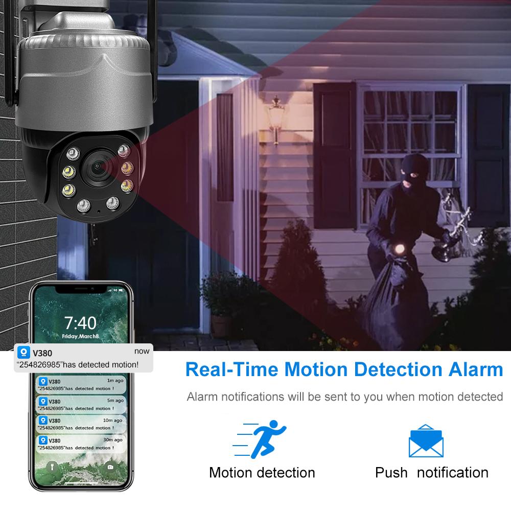 5MP HD 4G SIM Card Camera, Wireless CCTV Monitoring, Outdoor Waterproof, Intelligent Tracking, Two-way Audio V380pro Monitoring