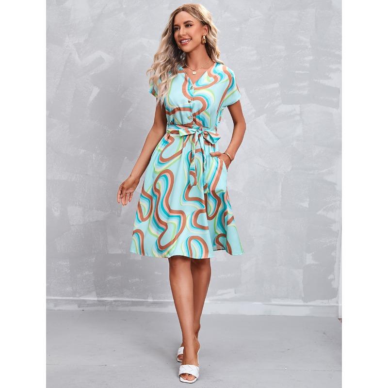 Summer Elegant Print Short-sleeved Dress
