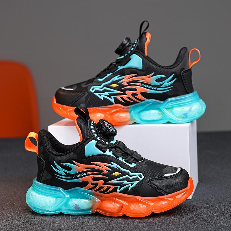 Children's Sports Shoes Year of the Dragon Four Seasons Boys' Shoes Breathable Mesh New Lightweight Soft Leather Slow Shock Foreign Trade
