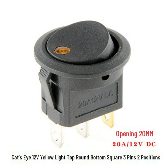 KCD1 Тумблер: Круглий, Підсвічений, 2/3/4-контактний, 2/3-позиційний, 6A 250V, Отвір 20 мм.