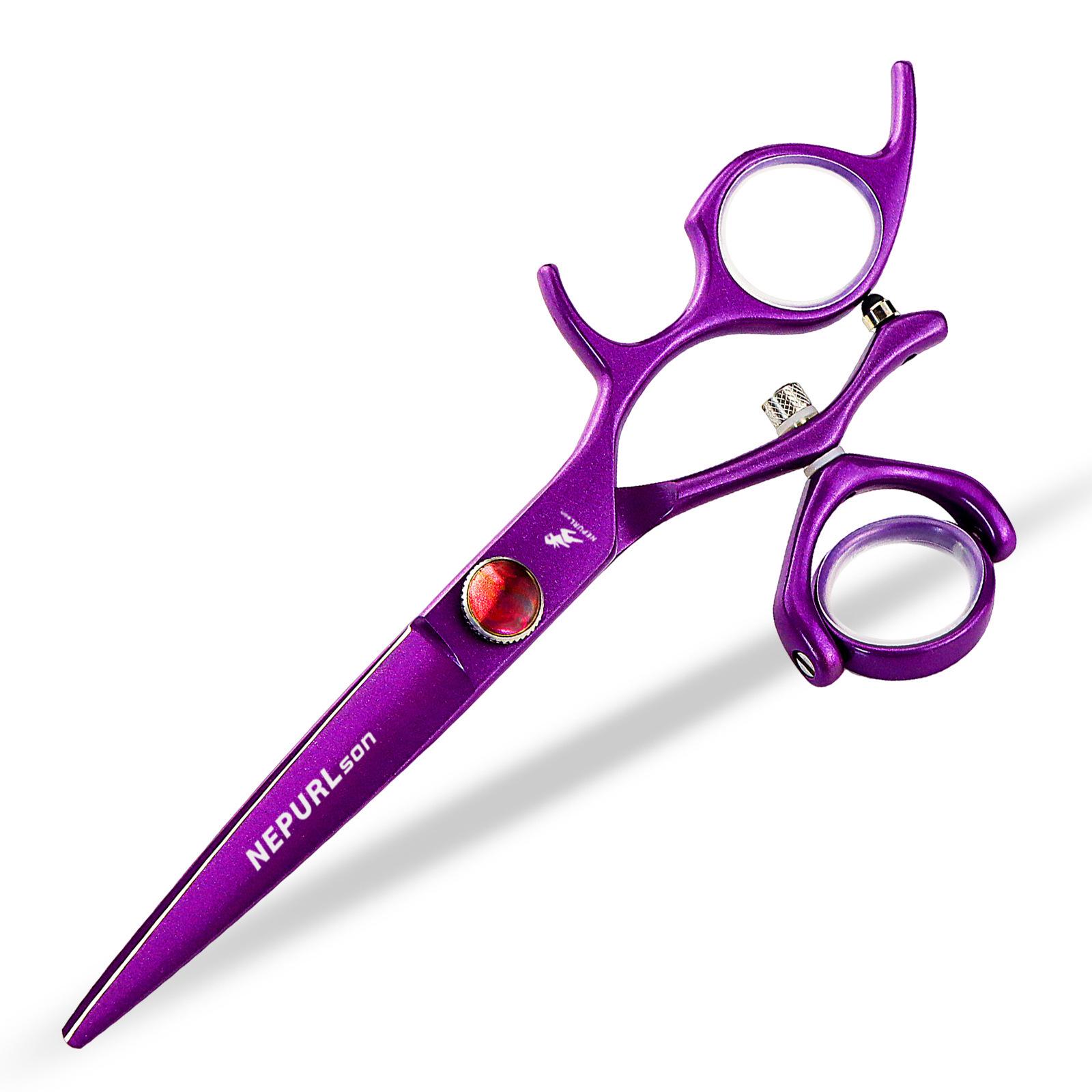 Naipusen 6-inch Purple Hair Cutting & Thinning Shears with 360° Rotating Handle