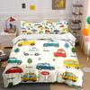 Cartoon Vehicle Print Bedding Set Soft Comfortable Duvet Cover Bedding Set Included 1*Duvet Cover & 2*Pillowcases, Gift