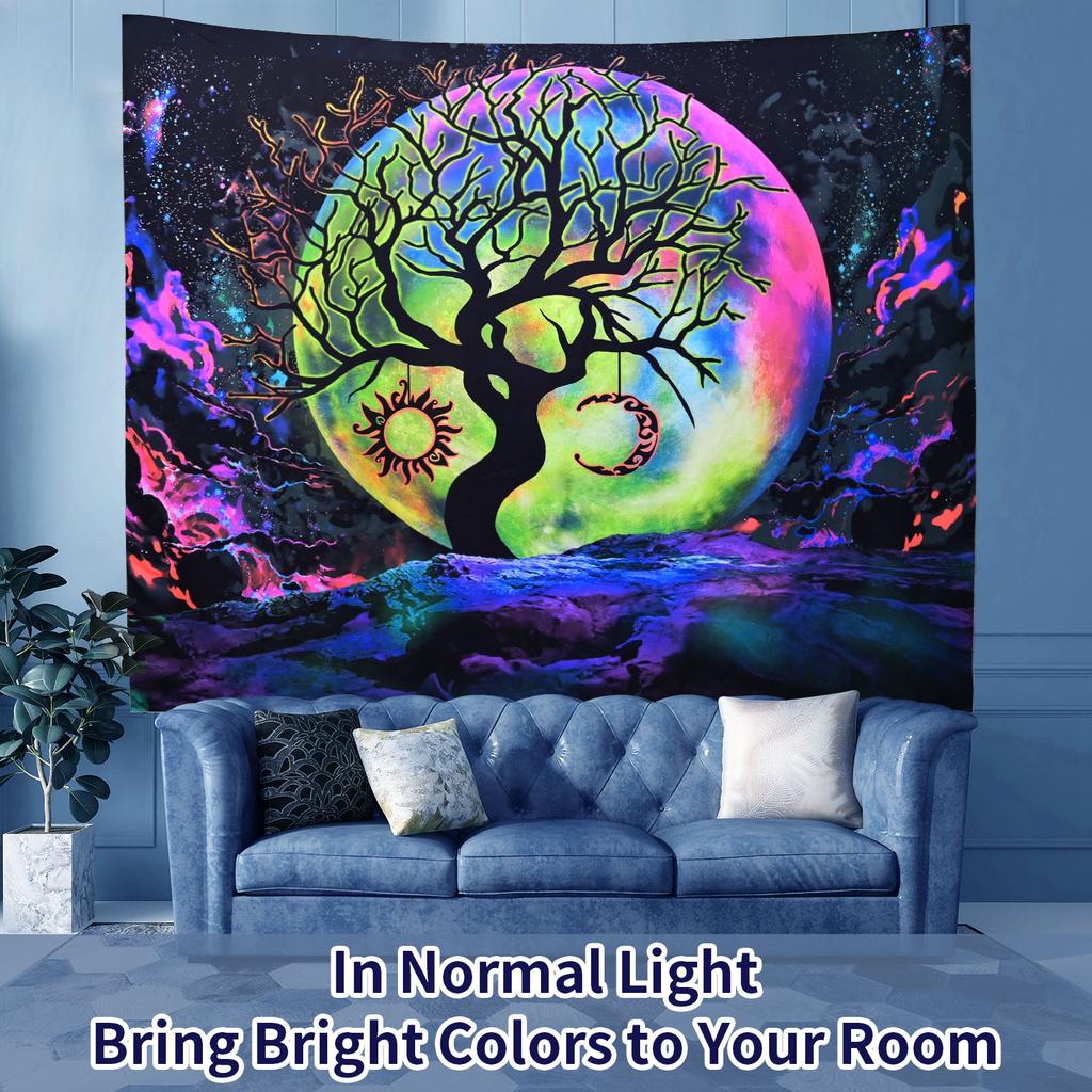 Fluorescent Wall Hanging Tapestry Aesthetic Interior Decoration Uv  Bedroom Dormitory