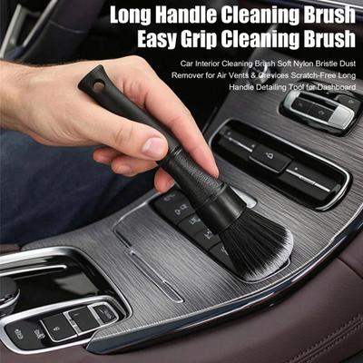 Car Interior Cleaning Brush Soft Nylon Bristle Dust Remover for Air Vents & Crevices Scratch-Free Long Handle Detailing Tool for Dashboard