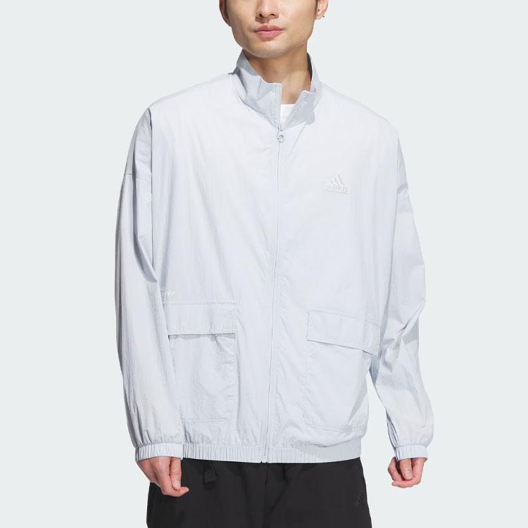 Adidas Relaxed Jacket With Solid Color Logo Men Jackets Light-Blue IT3956