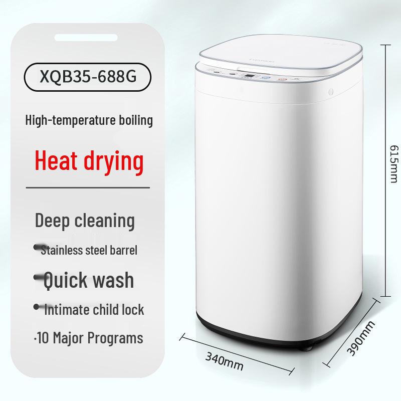 3.5kg Smart Automatic Mini Washing Machine for Baby Clothes with High-Temp Sterilization