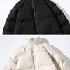 Men Cotton Coat Stand Collar Long Sleeve Solid Color Loose Fit Coat with Pockets Thickened Warm Quilted Outwear