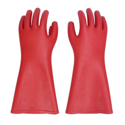 2 Pcs Electrical Insulated Gloves Red Rubber 12kv High Voltage Resistant Anti Cutting Piercing