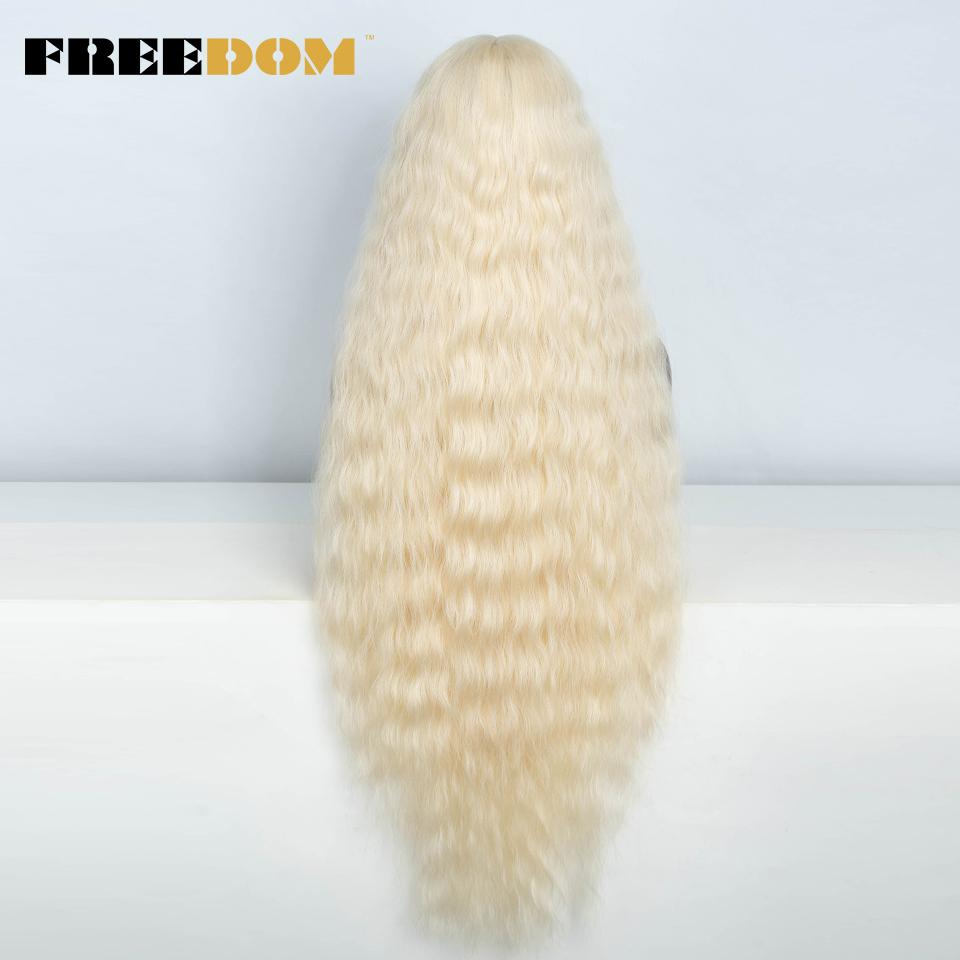 FREEDOM Synthetic Lace Frontal Wig For Women 42 Inch Long Curly Lace Wigs Ombre Brown Highlight Ginger White Pink Cosplay Wig