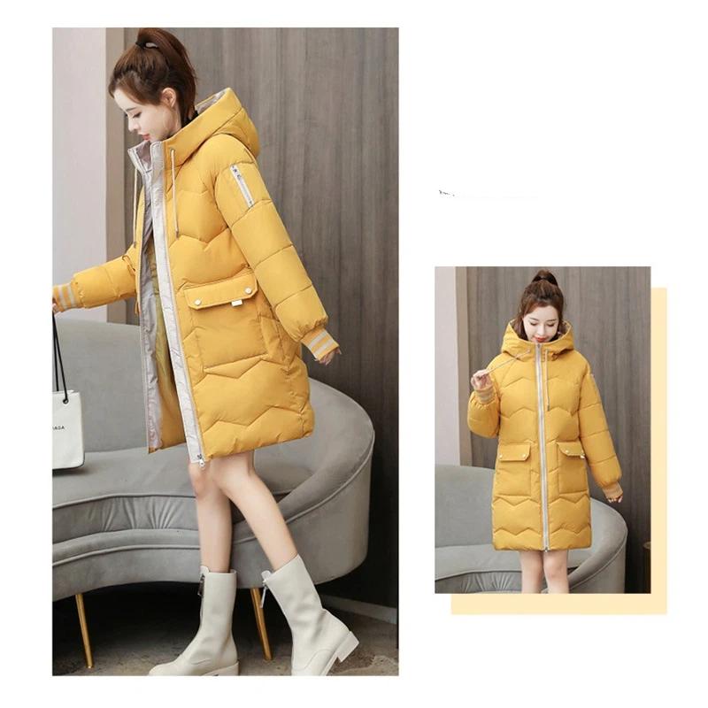 Women's Winter Mid To Long Loose Jacket Thick Cotton Jacket And Bread Jacket