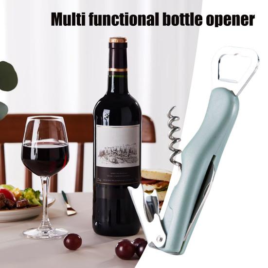3 in 1 Wine Opener, Portable Beer Cap Lifter And Foil Cutter, Lever Corkscrew with Non Slip Handle, Stainless Steel Worm, Kitchen Bar Tool