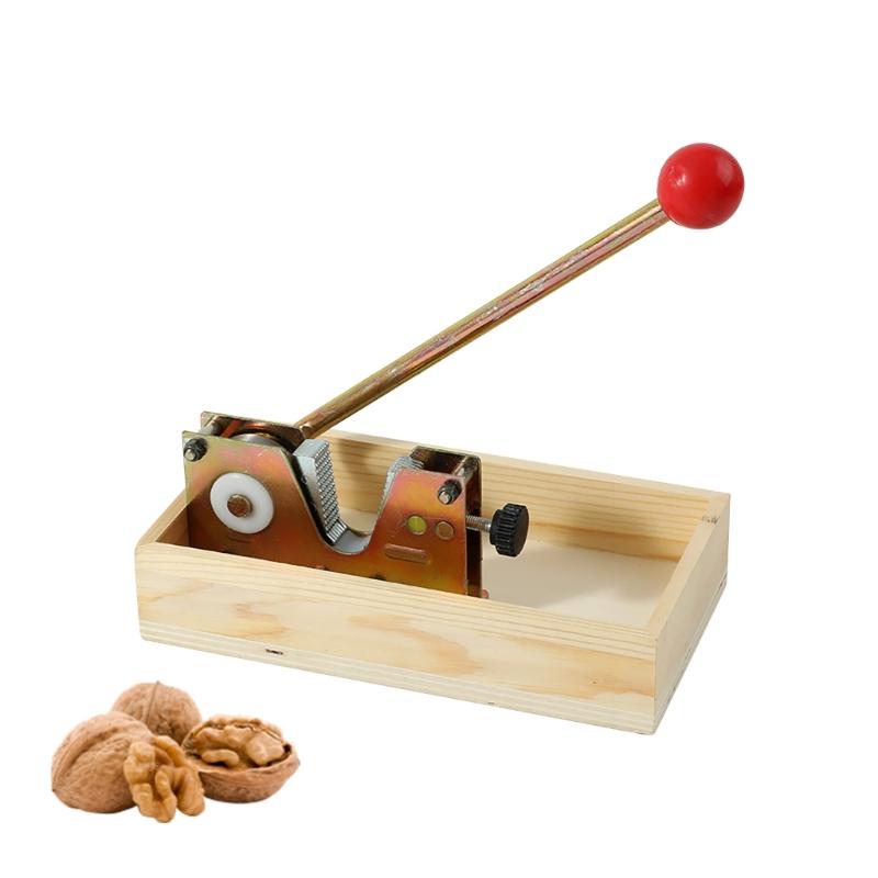 Multifunctional Plastic Nut Cracker Tool With Adjustable Jaw And Levers Designs Manual Nutcrackers with Wooden Base