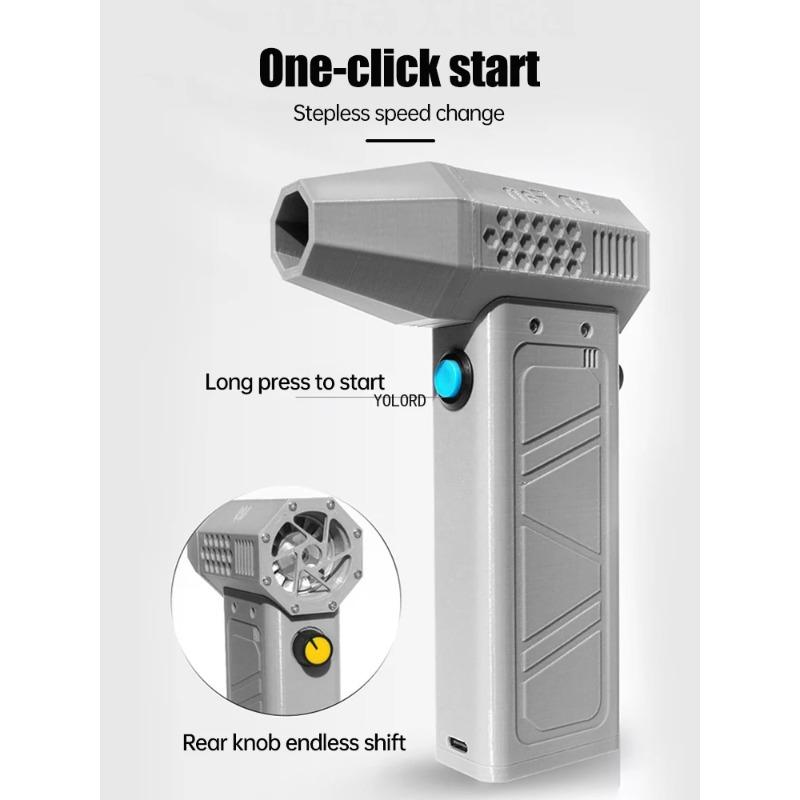 140000RPM Mini Turbo Jet Fan Brushless Motor Handheld Duct Fan 52M/S Portable Violent Turbo Fan Type-C Charging Car Air Duster