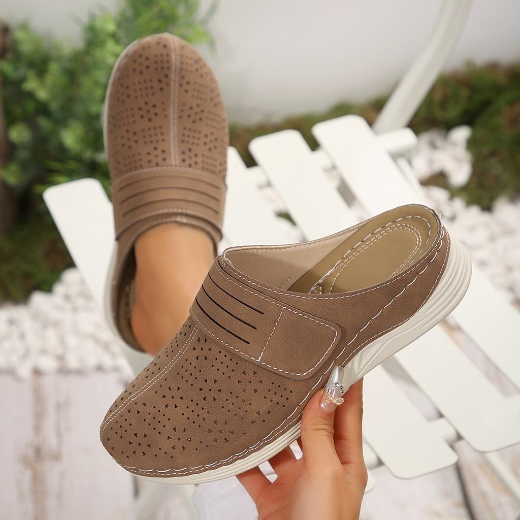 Fashion Women's Vintage Style Solid Color Mules Composite Toe Platform Heel Shoes Man-Made Inner Insole Faux Sole Spring Season Slipper