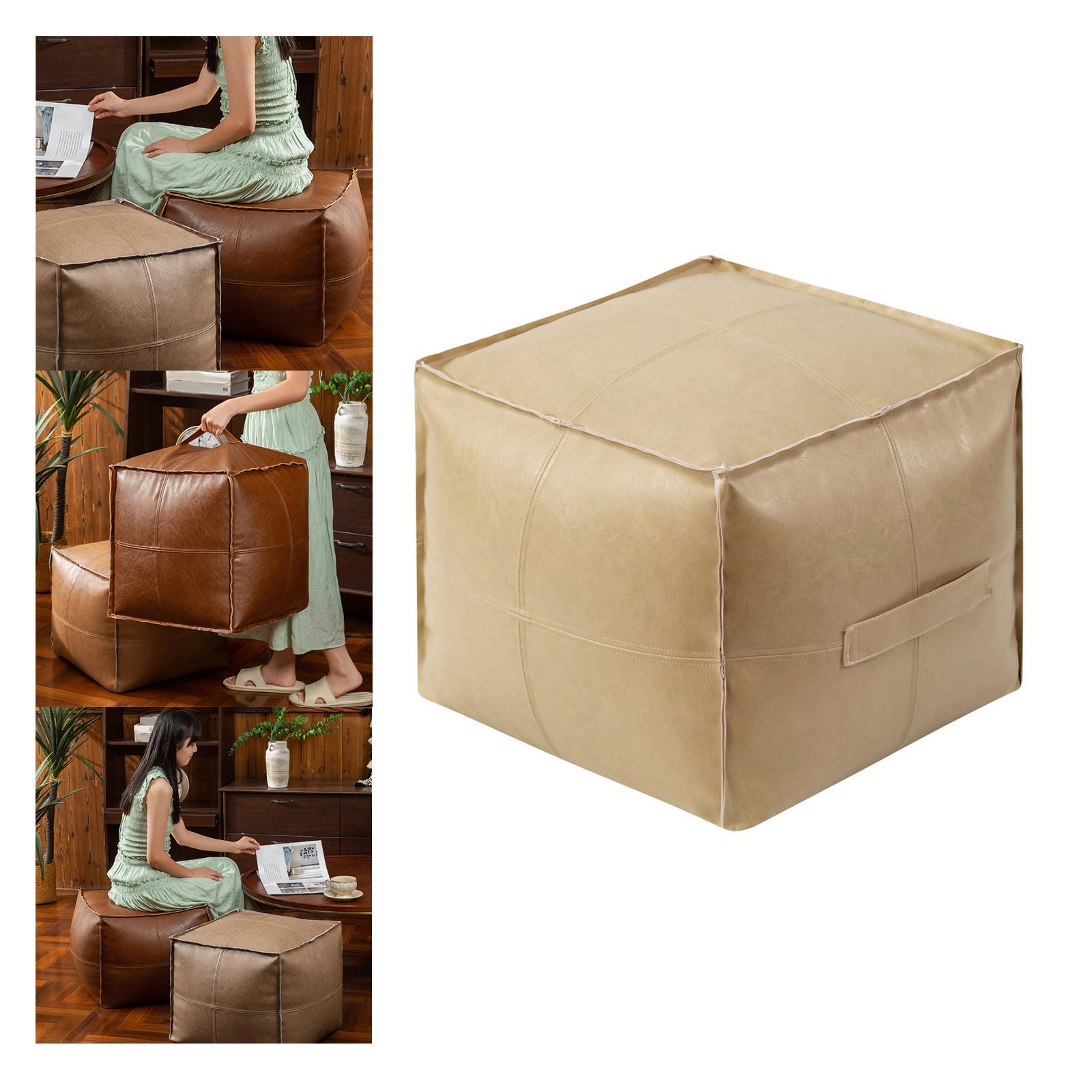 Morocco Ottoman Seat Cover Unstuffed Pouf cover Decoration Fashionable Cushion Cover PU Leather for Living Room Couch Cover бежевый 2990₽