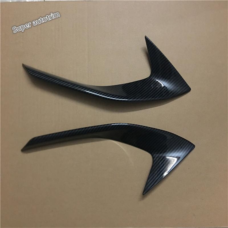Chrome / Carbon Fiber Look Front Fog Lights Lamps Eyebrow Strip Cover Trim For Peugeot 3008 5008 GT 2017 - Car Accessories
