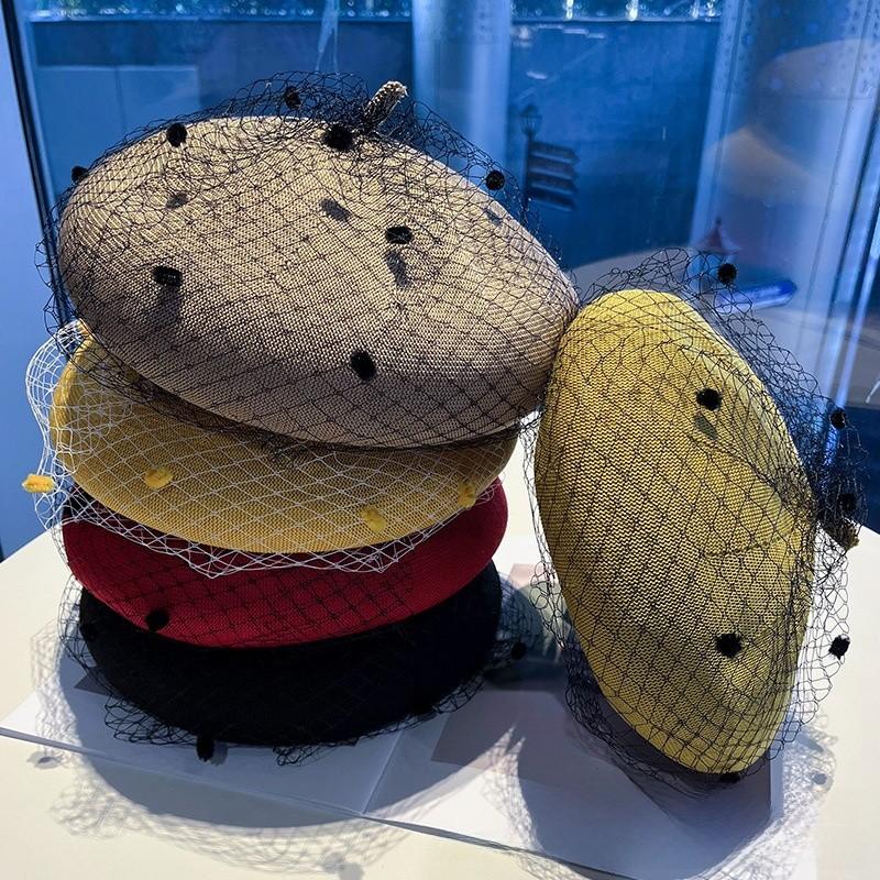 Stylish Mesh Cotton Beret Hat For Women With Vintage Design And Breathable Fit For Daily Use