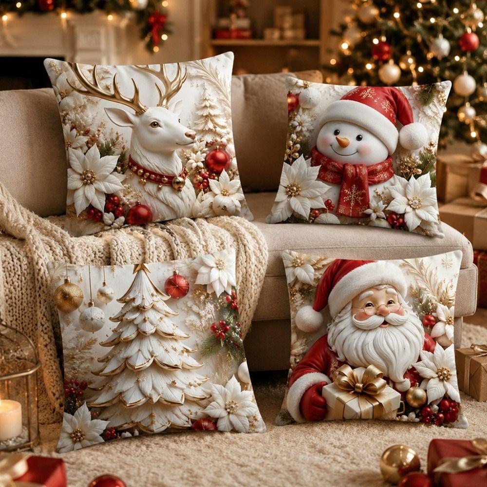 Detachable Soft Christmas Pillow Covers 45x45cm Christmas Themed Pillow Case  Home Indoor