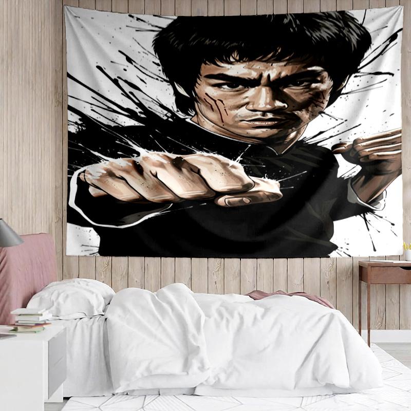 1 Pieza Tapiz de Secado Rápido con Pose Dinámica de Bruce Lee, Tapiz de Diseño Único, Adecuado para Dormitorio, Sala de Estar, Sala de Juegos, Cálidos Regalos Navideños