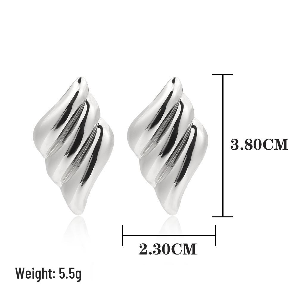 

18K Gold Angel Wings Stud Earrings - Stainless Steel, Non-fading, Light Luxury, Simple Striped Design 18k Real Gold/Steel Color