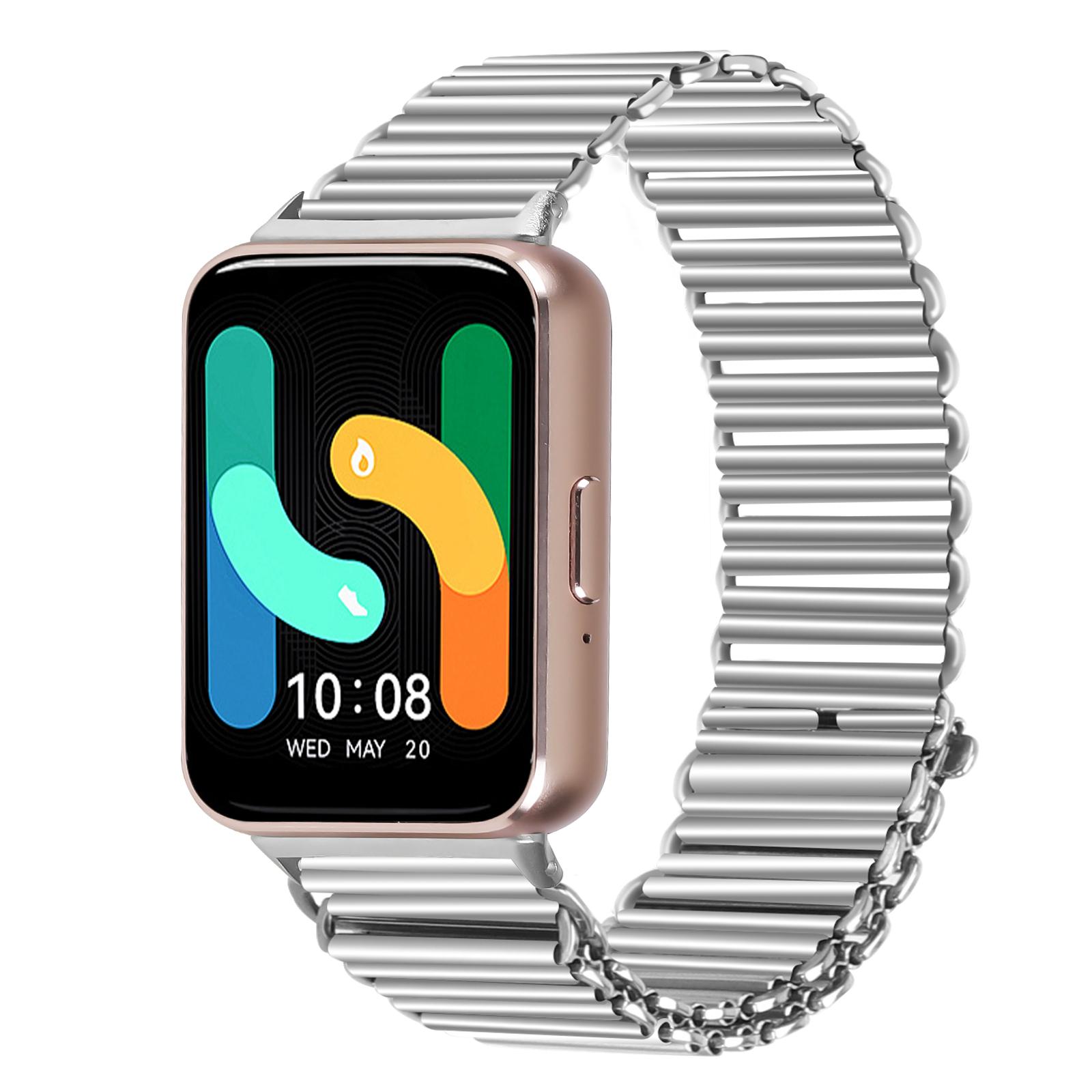 

For Samsung Galaxy Fit3 SM-R390 Stainless Steel Hollow Watch Band Wrist Strap Silver