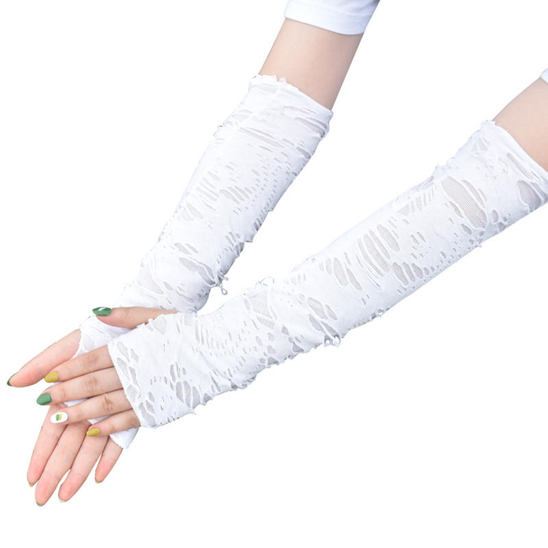 Gothic Fingerless Gloves Halloween Gloves Broken Slit Gloves Sexy Long/short Ripped Holes Decor Cosplay Gloves For Adults