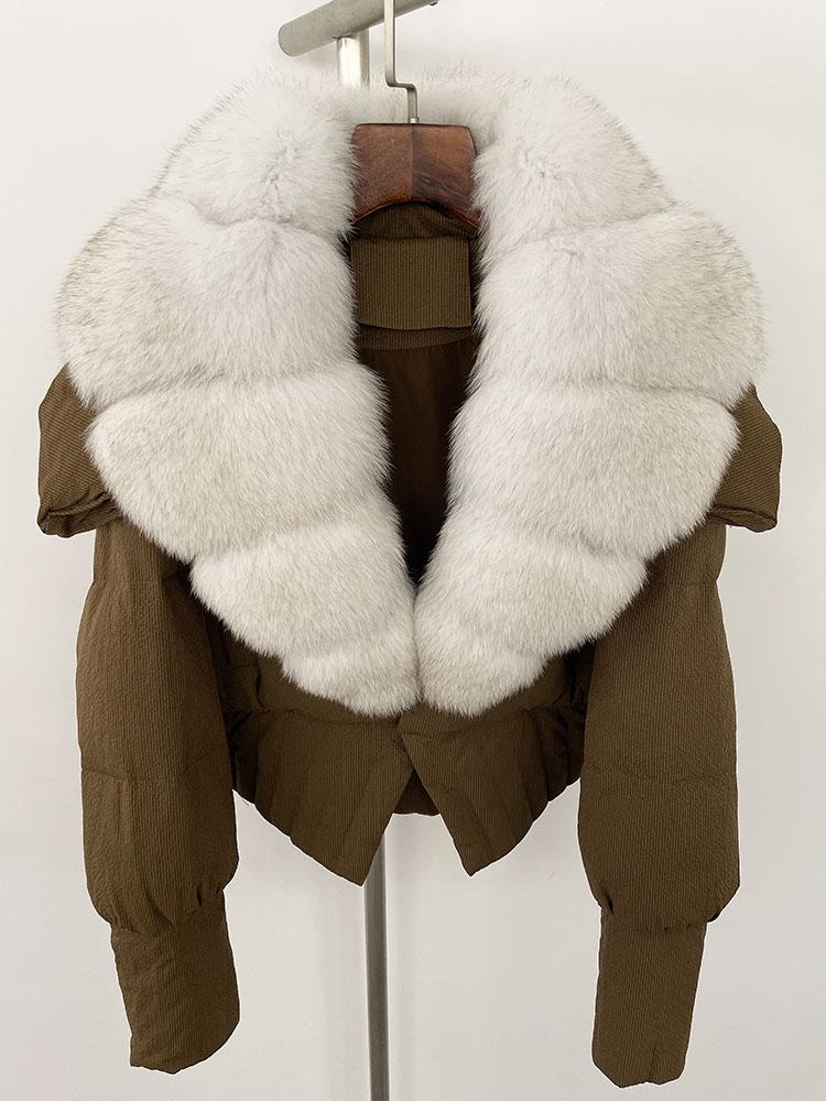 OFTBUY Down Jacket Women 2024 New Winter Natural Real Raccoon Fox Fur Collar Short White Duck Down Coat Thick Warm Casual Outerwear