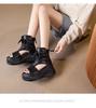 Women's 2025 Summer Trendy Platform Wedge Sandals - Genuine Leather, Fish Mouth Design, Thick Sole, Roman Style