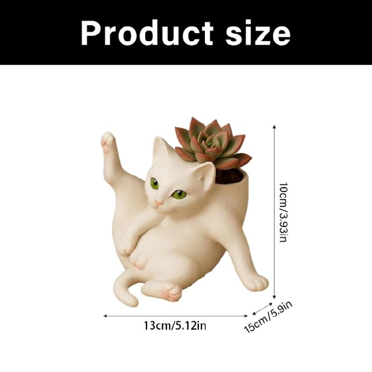 Cats Themed Resin Flower Pot with Drainage Holes Indoor Outdoor Decorative Planter For Small Plant Cactuses Herbs