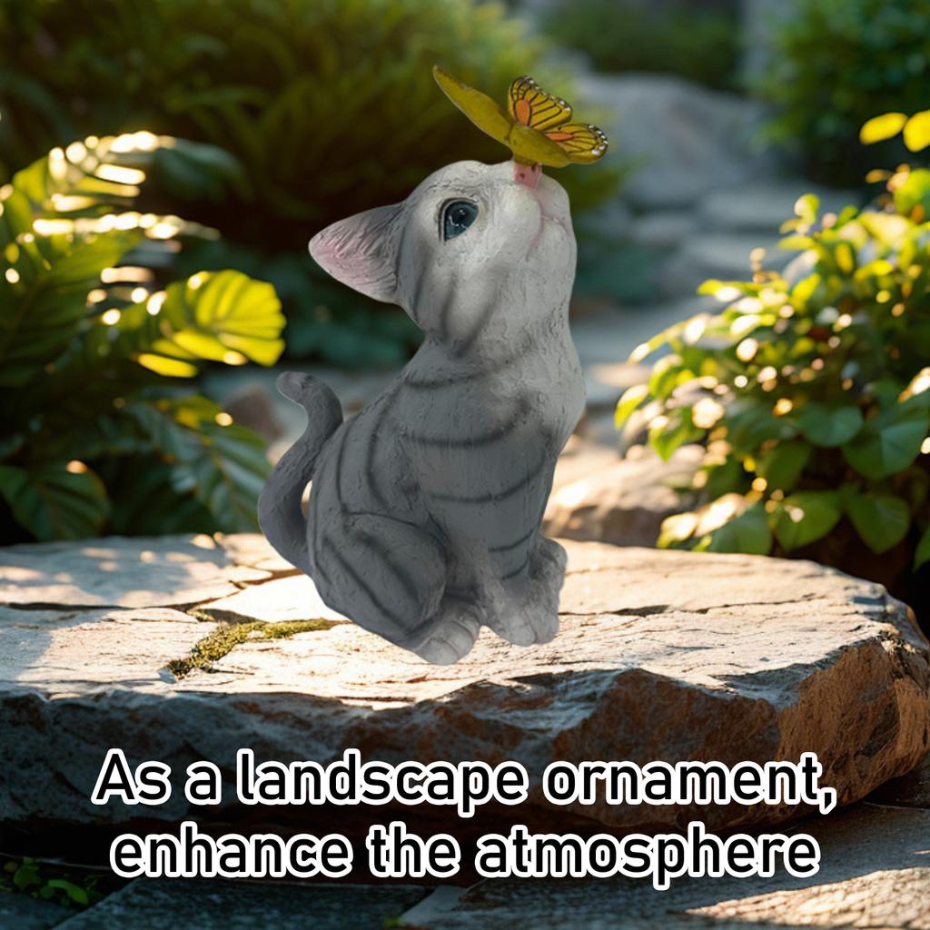 Solar-Powered Resin  Figurine Night Light Realistic Animal Sculpture Garden Decorative Ornament