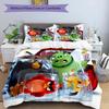 3pcs angry Birds pattern bedding set duvet cover set includes duvet cover &pillowcases, perfect all season bedroom decoration & gift