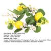 Lemon Flower Wreath Candle Ring Artificial Leaves Spring Greenery Garland Pillar Candle Home