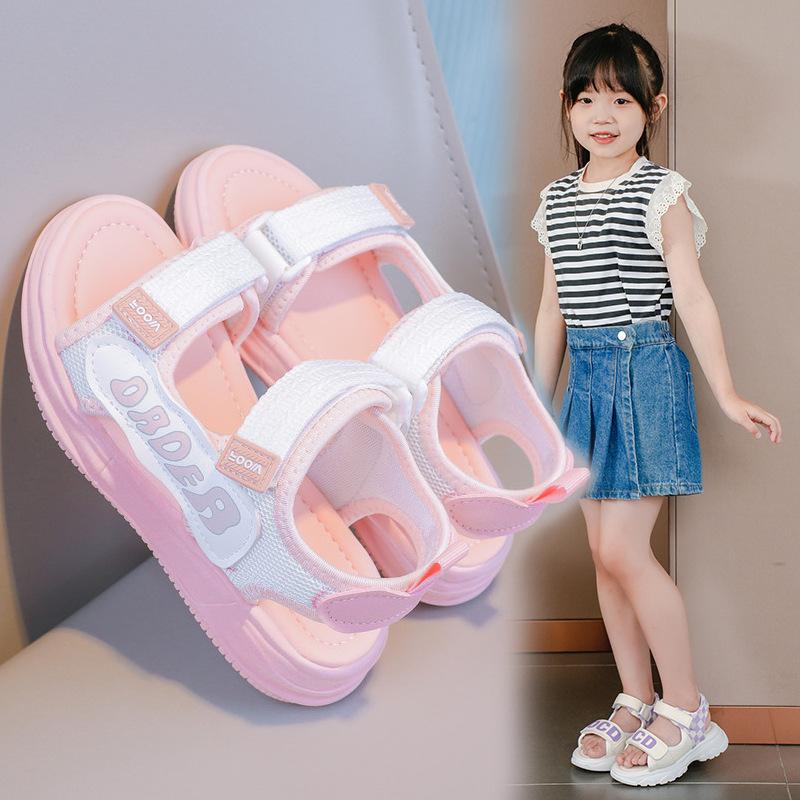 

Модная детская обувь Простые детские сандалии Сандалии для девочек с мягкой подошвой Пляжная обувь для девочек Нескользящая детская обувь Удобные сандалии для девочек 26insole16.6cm розовый