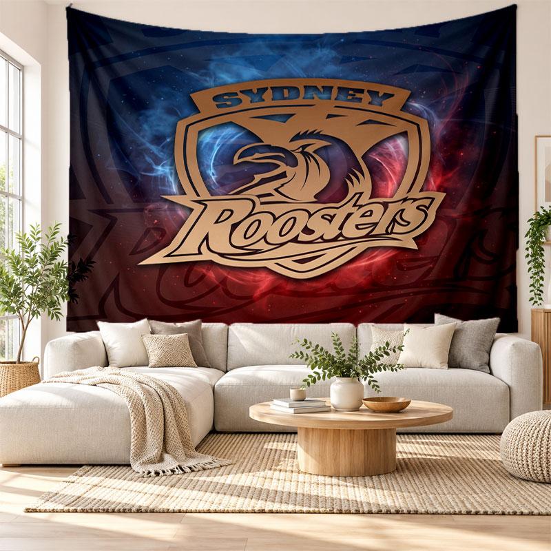 Sydney Roosters Wall Tapestry, Soft Fabric Wall Hanging, Decorative Backdrop For Bedroom Home Wall Art