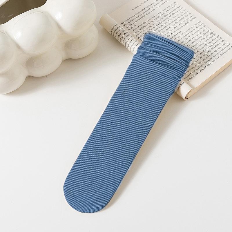 Damskie białe skarpetki do połowy łydki z jedwabiu lodowego: Cienki, Jednolity kolor, Aksamitny, Wiosna/Lato