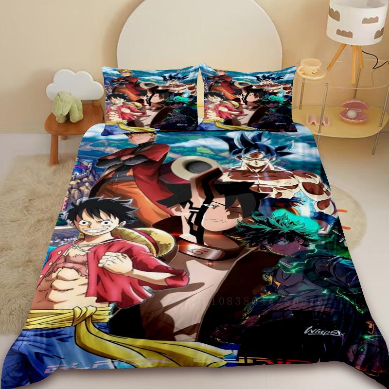 Luffy Kids Duvet Cover One Piece Anime Cartoon Bedding Set Quilt Cover Full King Size for Bedroom Decor Best Gifts