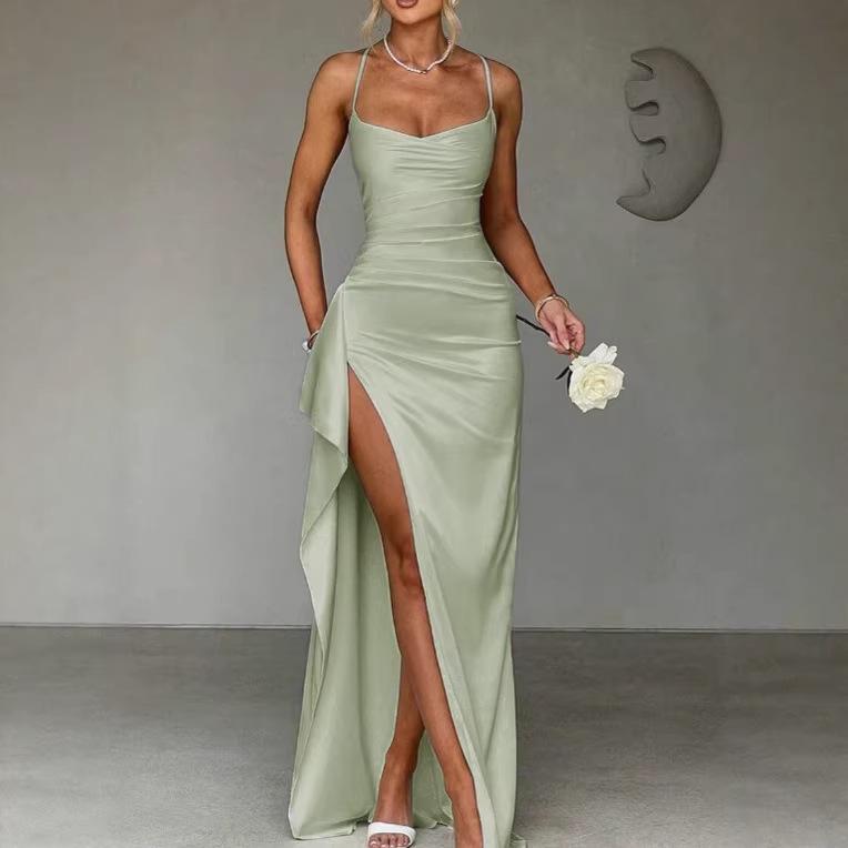 2026 Europäischer und Amerikanischer Sommer Neues Elegantes Promi-Stil Temperament Sexy Schlankes Langes Geschlitztes Kleid Langes Kleid